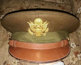 Ww2 Us Army Air Corps Military Knox Ny Officer Crusher Visor Hat Owner 