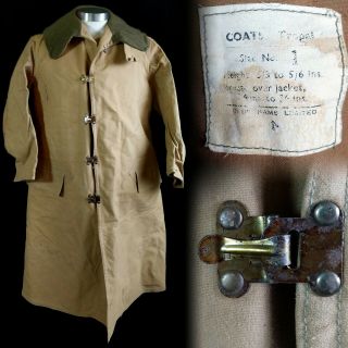Vintage 1940s Wwii British Kapok Lined Hook Front Tropal Coat Size 1