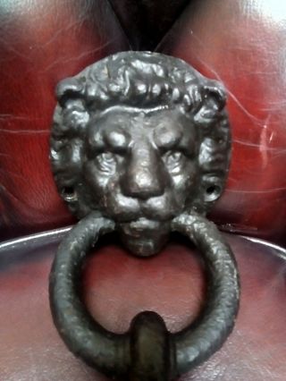 Reclaimed Heavy Cast Iron Vintage Lion Head Door Knocker - Salvage