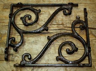2 Cast Iron Antique Style Large Ivy Scroll Brackets Garden Braces Shelf Bracket