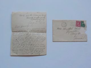 Wwi Letter 1918 Watermelon 56th Pioneer Infantry Loysville Pennsylvania Ww1