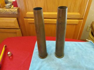 2 Vintage Wwii 1944 Us Naval Military Brass Artillary Shell Casings 40mm Mk 2