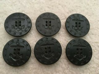 6 WWI PEACOAT BUTTONS 13 STAR 1 3/8 