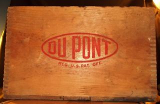 Vintage WOOD Wooden Crate Box Dupont Explosives Red Cross Dovetail 4