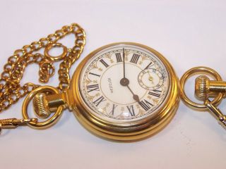 2 Vintage Westclox Locomotive Roman Numeral Dial Pocket Watches with Chains 7