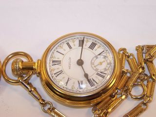 2 Vintage Westclox Locomotive Roman Numeral Dial Pocket Watches with Chains 8