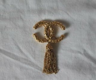 Authentic Chanel Vintage Gold Tone Pin Brooch