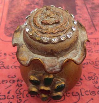 Thai Religious Buddha Relic In Bottle And Multi Ruby Around Buddha