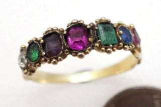 Antique Early Victorian English Gold Gemstone Paste Acrostic Dearest Ring C1840