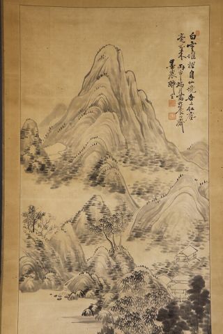 JAPANESE HANGING SCROLL ART Painting Sansui Landscape E7910 3