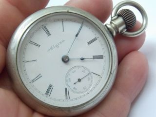 Antique Grade 143 Gm Wheeler 17 Jewel Elgin Sidewinder Pocket Watch 18 Size 1896