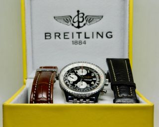 BREITLING Old Navitimer II A13022 Black Dial Chronograph SS bracelet and straps 11