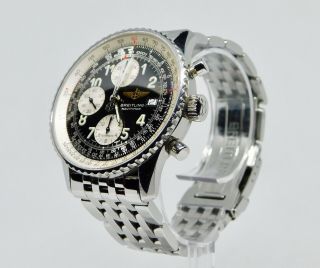 Breitling Old Navitimer Ii A13022 Black Dial Chronograph Ss Bracelet And Straps