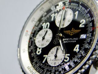 BREITLING Old Navitimer II A13022 Black Dial Chronograph SS bracelet and straps 3