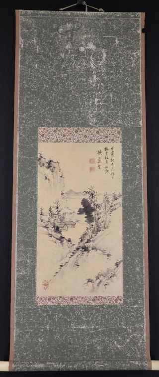JAPANESE HANGING SCROLL ART Painting Sansui Landscape Asian antique E8003 2