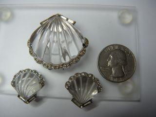Rare Vintage Trifari Lucite Moonshell / Seashell Set Alfred Philippe Jelly Belly 11