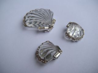 Rare Vintage Trifari Lucite Moonshell / Seashell Set Alfred Philippe Jelly Belly