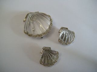 Rare Vintage Trifari Lucite Moonshell / Seashell Set Alfred Philippe Jelly Belly 5