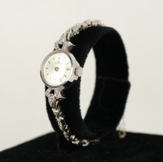 BUCHERER 14k White Gold & Diamond Ornate Woman ' s Bracelet Watch 2