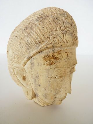 Antique Clay Pottery Buddha Head Display Oriental Figurine Statue Head