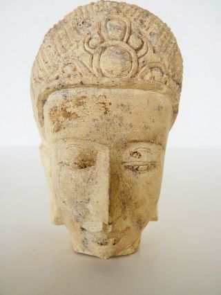 ANTIQUE clay pottery Buddha Head Display ORIENTAL Figurine STATUE HEAD 2
