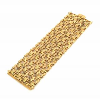 1950’s Retro Donnagemma Star & Snowflake 18K Yellow Gold Wide Bracelet 4