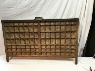 Antique Vtg HAMILTON PRINTERS TYPESET DRAWER Wood Tray Shadow Box Divided 98 2