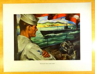 Us Submarines Navy Courage Wwii Propaganda Poster 1943 Electric Boat Co