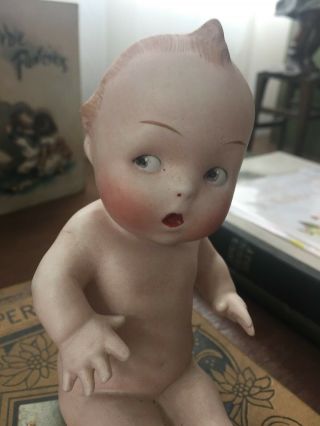 Rare Antique Gebruder Heubach All Bisque Piano Baby Doll Figurine 4