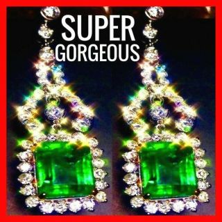 $401,  000◼20 Ctw⭐ Fine Untreated ⭐emerald Diamond Gem Estate Gorgeous Earrings