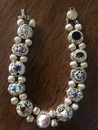 Vintage Slide Bracelet 11 Charms 10k Yellow Gold Womans Bracelet Size 7 3/4”