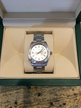 Rolex Air King 114200 Stainless Steel Silver Arabic Box & Papers