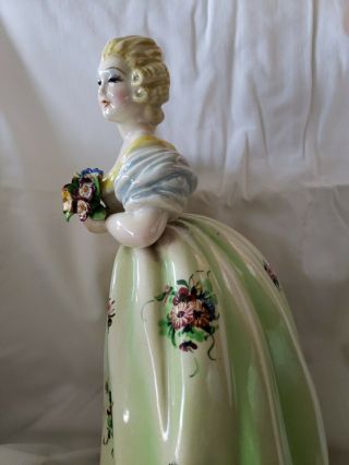 Vintage Porcelain Figurine Graceful Lady with Flowers signed ' Italy ' 12 