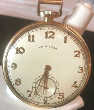 Vintage Hamilton 14k Gold Filled Pocket Watch 917 17 Jewel Fixer Upper
