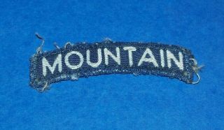 Rare Ww2 Italian Made Woven 10th Mountain Division Patch Tab