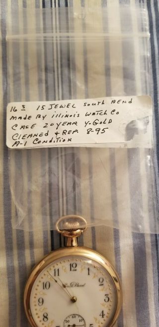 Vintage South Bend 15 Jewel Illinois Watch Company Pocket Watch 2