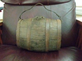 Vintage Oval Shape Barrel Wooden Wood Oak Patina Home Decor