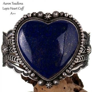 Aaron Toadlena Bracelet Cuff Huge Lapis Heart O Texas Sterling Silver A,