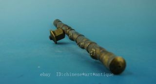 chinese old copper carved lion head and Pi Xiu Smoking tool tobacco stems e01 3