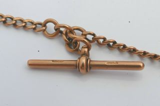 RARE VICTORIAN HM 9ct SOLID ROSE GOLD ALBERT NECKLACE with T Bar & MEDAL FOB 4
