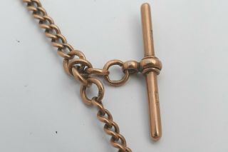 RARE VICTORIAN HM 9ct SOLID ROSE GOLD ALBERT NECKLACE with T Bar & MEDAL FOB 7
