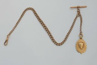 RARE VICTORIAN HM 9ct SOLID ROSE GOLD ALBERT NECKLACE with T Bar & MEDAL FOB 9