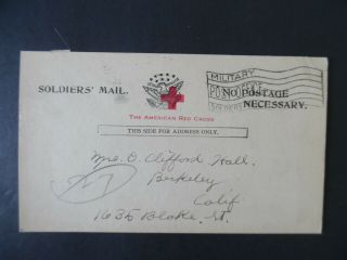 Wwi Red Cross Soldiers Safe Arrival Postcard Thomas B Hall Berkeley California