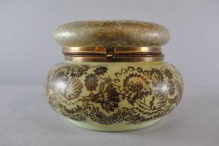 Antique Victorian Flip Top Art Glass Vanity Jar with Portrait of Young Girl 2