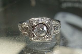 Art Deco 14Kt Diamond Ring.  80 Center.  1.  3CTW Appraised at $5820 Size 7 2