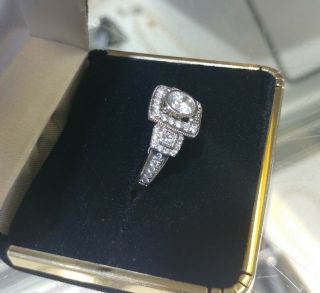 Art Deco 14Kt Diamond Ring.  80 Center.  1.  3CTW Appraised at $5820 Size 7 4