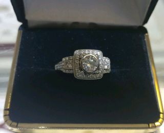 Art Deco 14Kt Diamond Ring.  80 Center.  1.  3CTW Appraised at $5820 Size 7 7