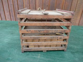 Antique Wooden Egg Carrier Crate Sliding Top & Handle Signed Humpty Dumpty