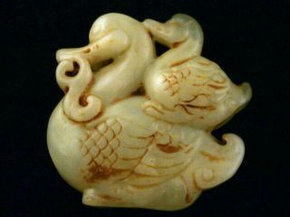 Good Quality Chinese Nephrite Jade Hand Carved Yong On Duck Statue G098