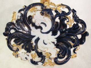 Gorgeous Meissen Cobalt And Gold,  Reticulated Bowl.  C.  1890